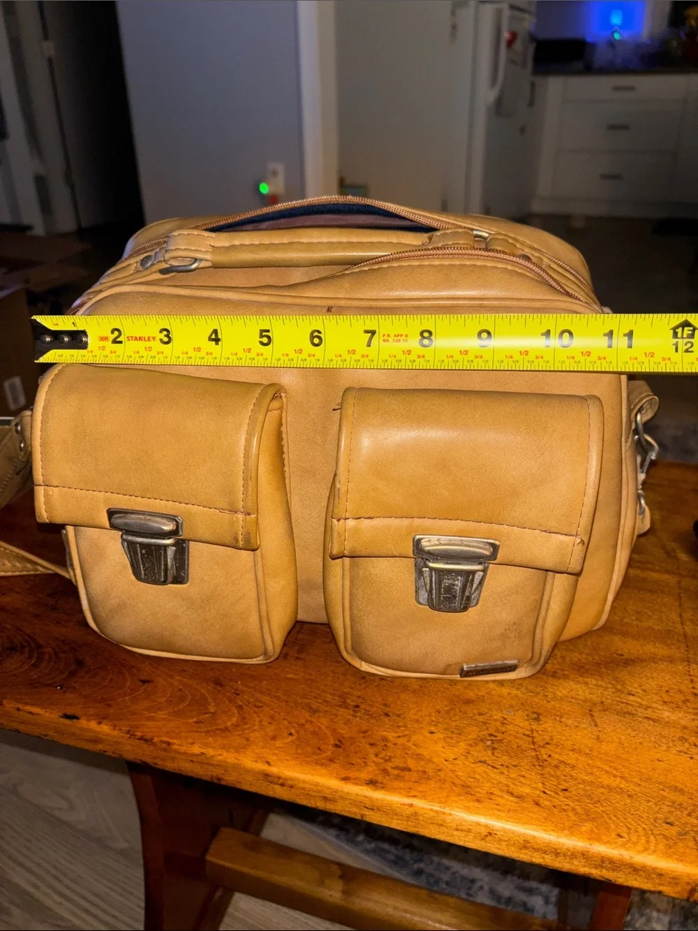 Vintage Marsand Leather Tan Messenger Bag Dual Front Pockets Camera Bag Retro